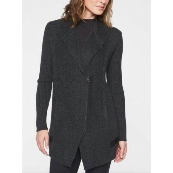 Athleta Sentinel Full Zip Sweater Merino Wool Blend Gray Women's Sz S [jb] - Picture 1 of 8